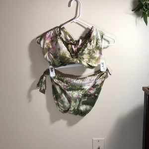 green and pink bikini